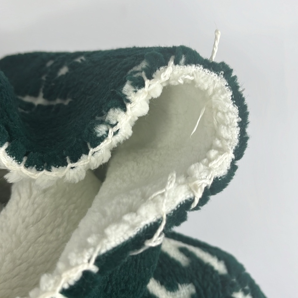 Vintage Nordic Lights Snowflake Green/White Fleece Hooded Reversible Jacket XXL - Picture 3 of 15